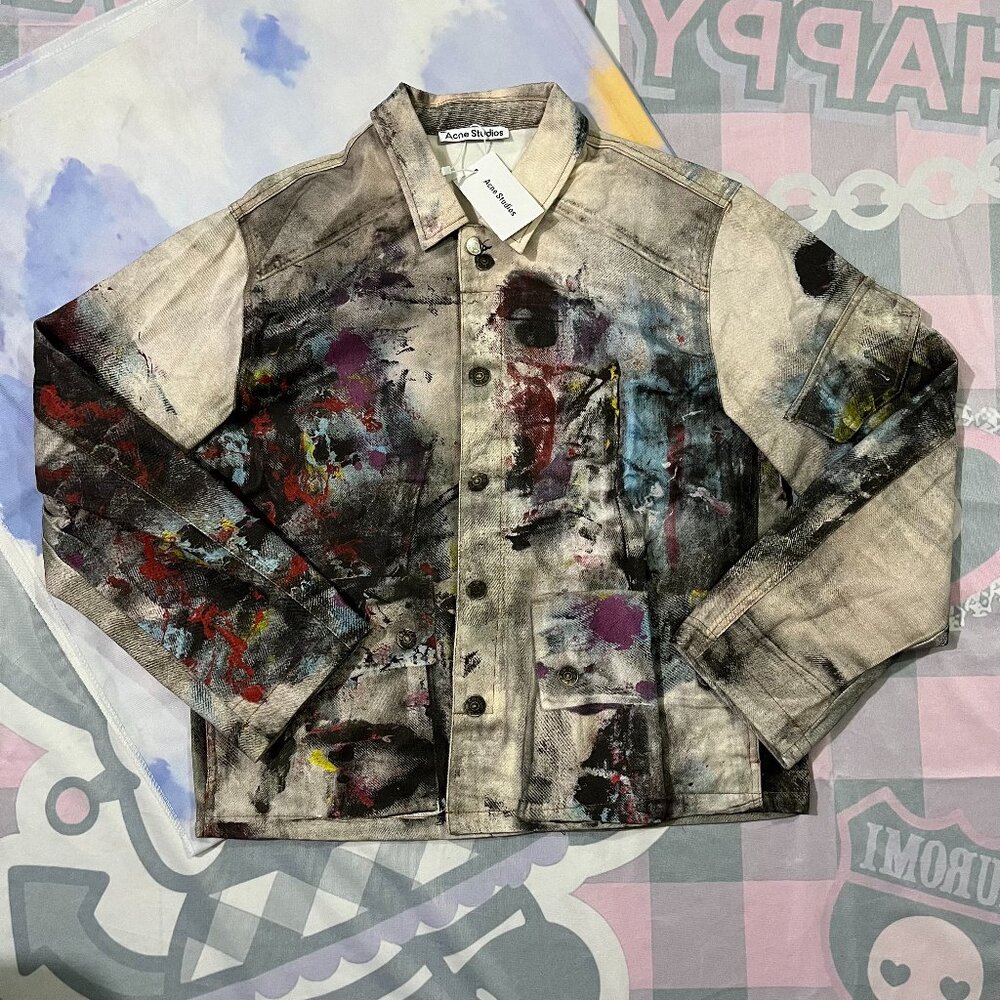 Acne Studios Splatter Paint Distressed Oversized Denim Jacket